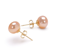 7-8mm AAA Quality Freshwater Cultured Pearl Earring Pair in Pink