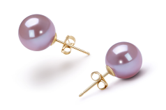 9-10mm AAAA Quality Freshwater Cultured Pearl Earring Pair in Lavender