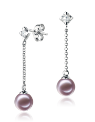 6-7mm AAAA Quality Freshwater Cultured Pearl Earring Pair in Ingrid Lavender