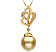 10-11mm AAA Quality South Sea Cultured Pearl Pendant in Prudence Gold