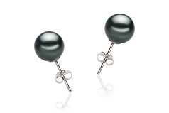 8-9mm AA Quality Tahitian Cultured Pearl Earring Pair in Black