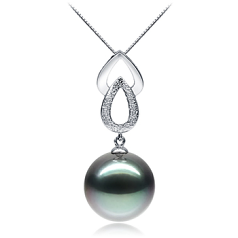 11-12mm AAA Quality Tahitian Cultured Pearl Pendant in Teardrop Black