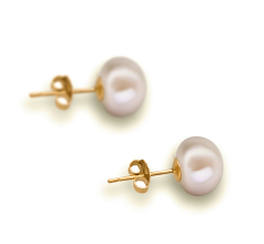 8-9mm AAA Quality Freshwater Cultured Pearl Earring Pair in White