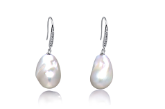 14-15mm AA+ Quality Freshwater - Edison Cultured Pearl Earring Pair in White