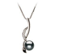 6-7mm AA Quality Japanese Akoya Cultured Pearl Pendant in Diana Black