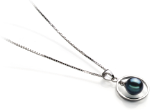 6-7mm AA Quality Japanese Akoya Cultured Pearl Pendant in Trinity Black