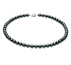 7-7.5mm AAA Quality Japanese Akoya Cultured Pearl Necklace in Black