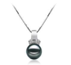 8-9mm AAA Quality Japanese Akoya Cultured Pearl Pendant in Vivian Black