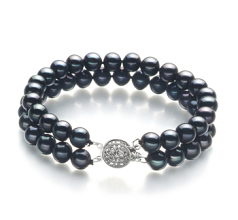 6-7mm AA Quality Freshwater Cultured Pearl Bracelet in Henrike Black