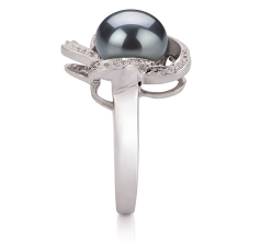 9-10mm AA Quality Freshwater Cultured Pearl Ring in Fiona Black