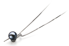 7-8mm AAAA Quality Freshwater Cultured Pearl Pendant in Destina Black