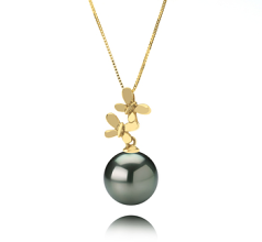 10-10.5mm AAA Quality Tahitian Cultured Pearl Pendant in Barbara Black