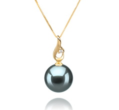 10-11mm AAA Quality Tahitian Cultured Pearl Pendant in Darlene Black