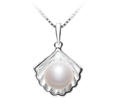 7-8mm AA Quality Freshwater Cultured Pearl Pendant in Shell White