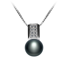 8-9mm AAA Quality Freshwater Cultured Pearl Pendant in Alina Black