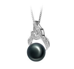 10-11mm AAA Quality Freshwater Cultured Pearl Pendant in Bebra Black