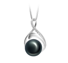 10-11mm AAA Quality Freshwater Cultured Pearl Pendant in Daiya Black