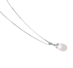 10-11mm AA - Drop Quality Freshwater Cultured Pearl Pendant in Kaylee White