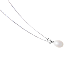 10-11mm AA - Drop Quality Freshwater Cultured Pearl Pendant in Denise White