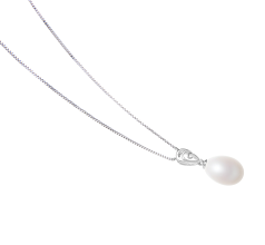 10-11mm AA - Drop Quality Freshwater Cultured Pearl Pendant in Fotina White