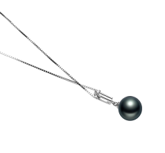 10-11mm AAA Quality Tahitian Cultured Pearl Pendant in Aoife Black