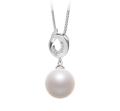 10-11mm AAAA Quality Freshwater Cultured Pearl Pendant in Linda White