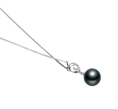 10-11mm AAA Quality Tahitian Cultured Pearl Pendant in Linda Black