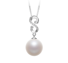 10-11mm AAAA Quality Freshwater Cultured Pearl Pendant in Virginia White