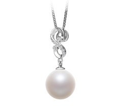 10-11mm AAAA Quality Freshwater Cultured Pearl Pendant in Virginia White