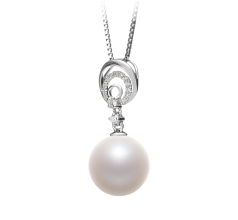 10-11mm AAAA Quality Freshwater Cultured Pearl Pendant in Meredith White