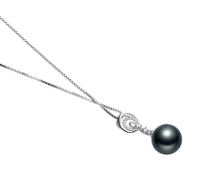 10-11mm AAA Quality Tahitian Cultured Pearl Pendant in Meredith Black