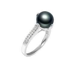 8-9mm AAA Quality Freshwater Cultured Pearl Ring in Erica Black