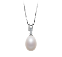 10-11mm AA - Drop Quality Freshwater Cultured Pearl Pendant in Pomona White