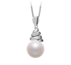 10-11mm AAAA Quality Freshwater Cultured Pearl Pendant in Romola White