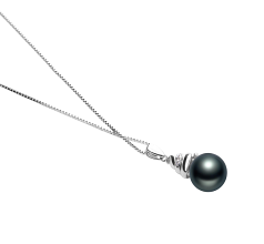 10-11mm AAA Quality Tahitian Cultured Pearl Pendant in Romola Black