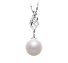 10-11mm AAAA Quality Freshwater Cultured Pearl Pendant in Loretta White