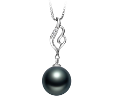 10-11mm AAA Quality Tahitian Cultured Pearl Pendant in Loretta Black