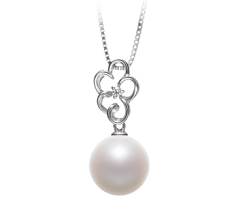 10-11mm AAAA Quality Freshwater Cultured Pearl Pendant in Hilary White