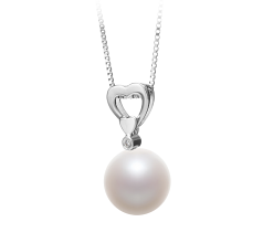 10-11mm AAAA Quality Freshwater Cultured Pearl Pendant in Gabrielle White