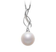 10-11mm AAAA Quality Freshwater Cultured Pearl Pendant in Leah White