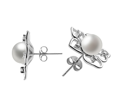 7-8mm AAAA Quality Freshwater Cultured Pearl Earring Pair in Sunflower White