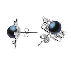 7-8mm AAAA Quality Freshwater Cultured Pearl Earring Pair in Sunflower Black