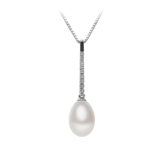 10-11mm AA - Drop Quality Freshwater Cultured Pearl Pendant in Adra White