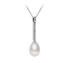 10-11mm AA - Drop Quality Freshwater Cultured Pearl Pendant in Adra White