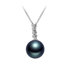 10-11mm AAA Quality Tahitian Cultured Pearl Pendant in Ross Black