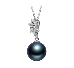 10-11mm AAA Quality Tahitian Cultured Pearl Pendant in Snow Black