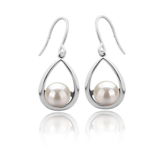 7-8mm AAAA Quality Freshwater Cultured Pearl Earring Pair in Marcia White