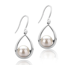 7-8mm AAAA Quality Freshwater Cultured Pearl Earring Pair in Marcia White