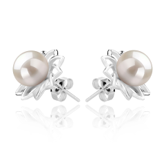 7-8mm AAAA Quality Freshwater Cultured Pearl Earring Pair in Morgan White