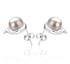 7-8mm AAAA Quality Freshwater Cultured Pearl Earring Pair in Raina White